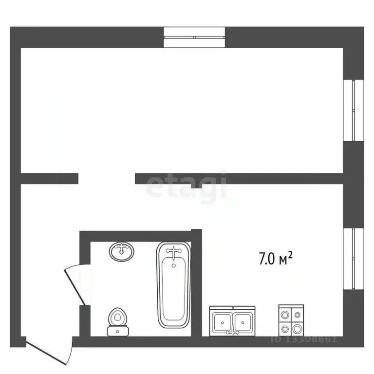 1-к кв. Томская область, Томский район, с. Октябрьское Лесная ул., 2 ... - Фото 2