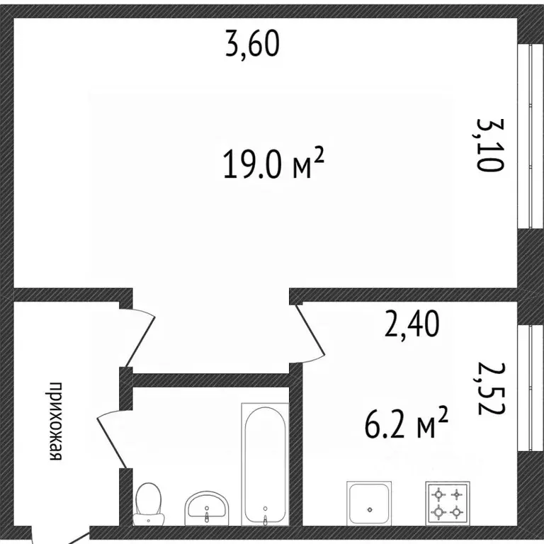 1-к кв. Калужская область, Калуга ул. Болотникова, 4 (33.0 м) - Фото 2