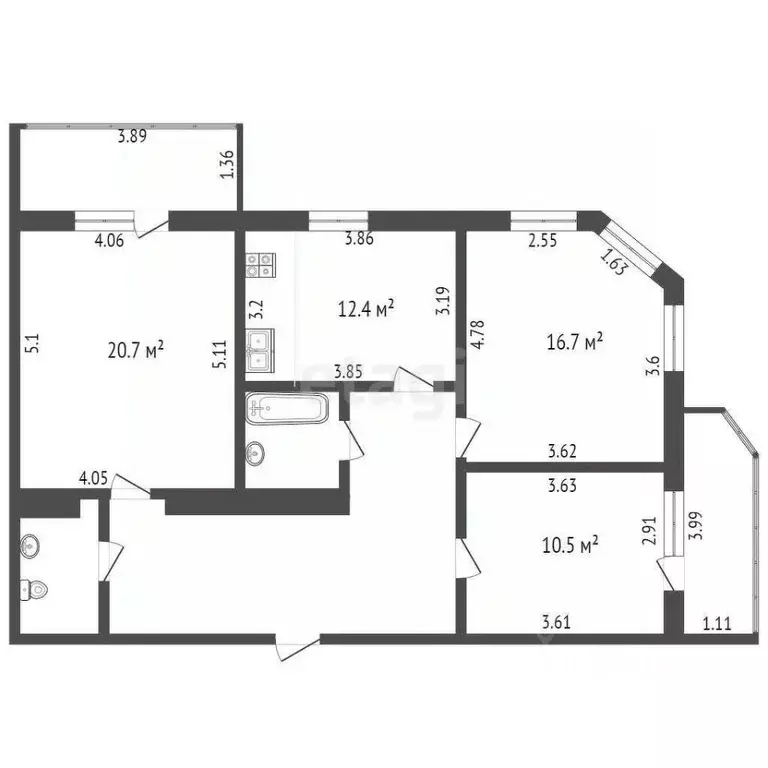 3-к кв. Белгородская область, Белгород ул. Буденного, 14 (94.13 м) - Фото 1
