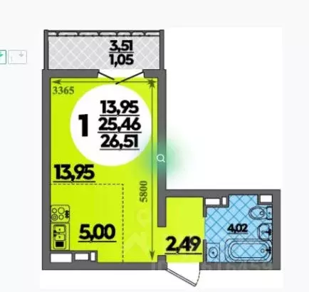 Студия Краснодарский край, Анапа ул. Адмирала Пустошкина, 22к4 (27.0 ... - Фото 2
