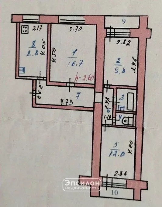 3-к кв. Курская область, Курск Семеновская ул., 79 (63.8 м) - Фото 1