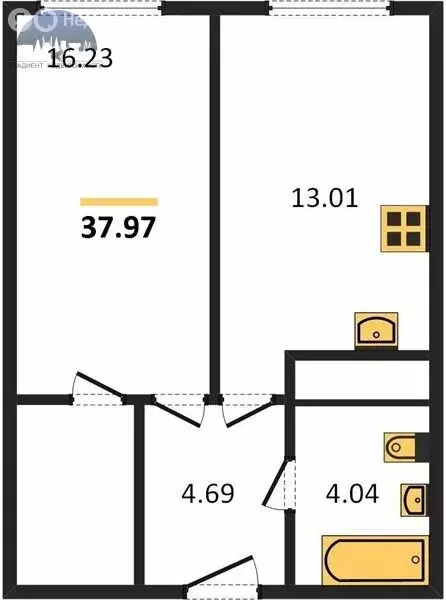 1-комнатная квартира: Казань, улица Рауиса Гареева, 103А (37.59 м) - Фото 1