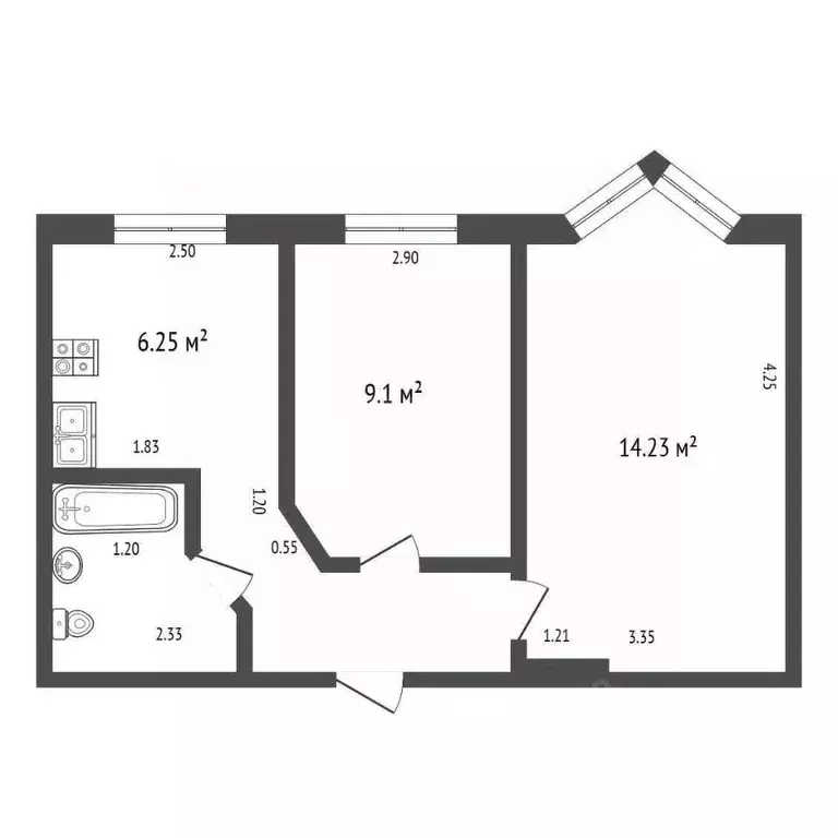 2-к кв. Санкт-Петербург Гаванская ул., 45 (38.8 м) - Фото 2