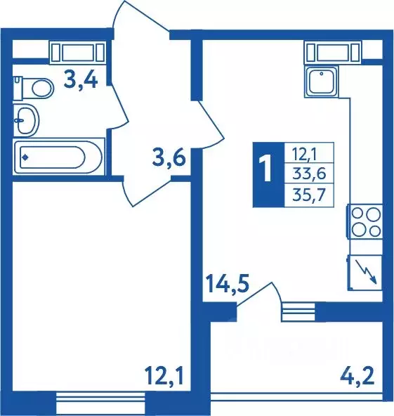 1-к кв. Башкортостан, Уфа Дема жилрайон, Новая Дема жилой комплекс ... - Фото 1