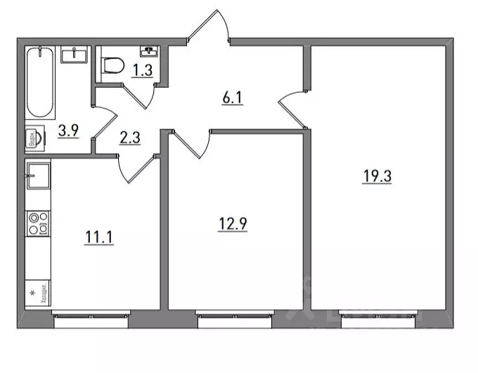 2-к кв. Кировская область, Киров ул. Чистопрудненская, 13А (56.9 м) - Фото 1