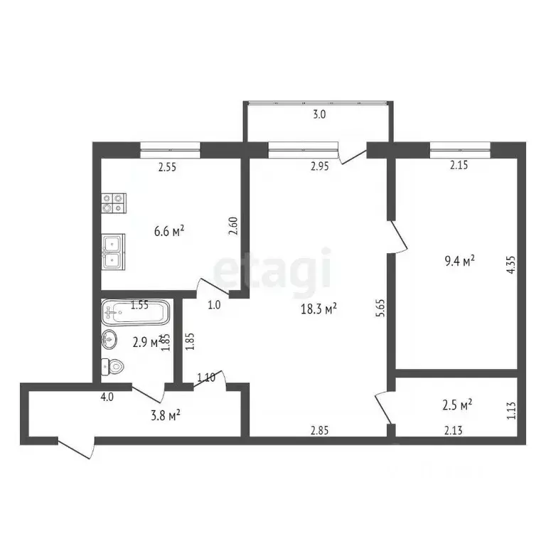 2-к кв. Тамбовская область, Мичуринск Советская ул., 254 (43.5 м) - Фото 1