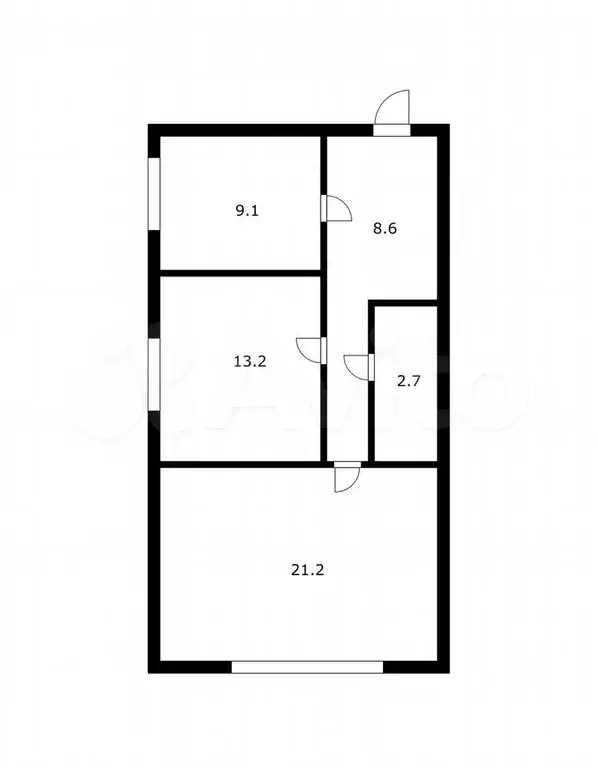 2-к. квартира, 55,8 м, 2/4 эт. - Фото 0