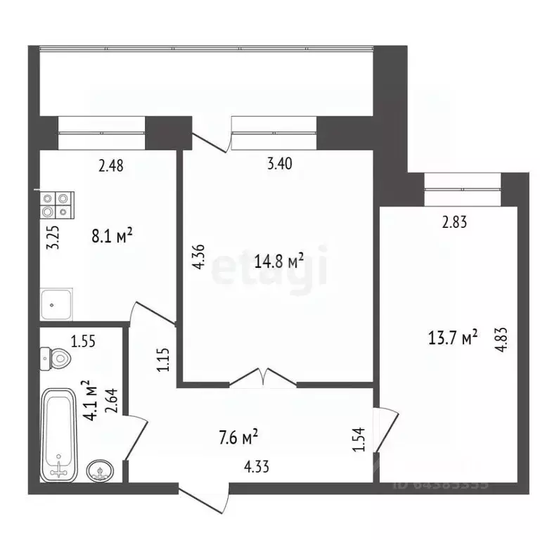 2-к кв. Алтайский край, Новоалтайск 8-й мкр, 31 (51.5 м) - Фото 2