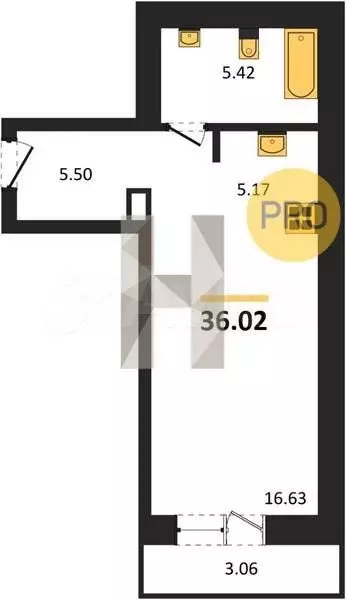 Квартира-студия, 36 м, 8/24 эт. - Фото 0
