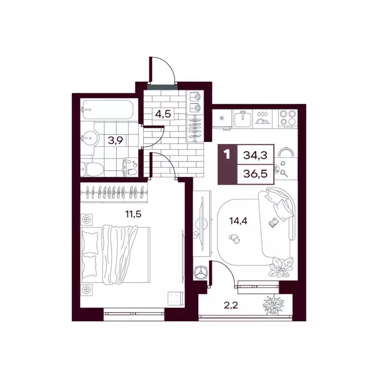 1-к кв. Тюменская область, Тюменский муниципальный округ, д. Дударева ... - Фото 1