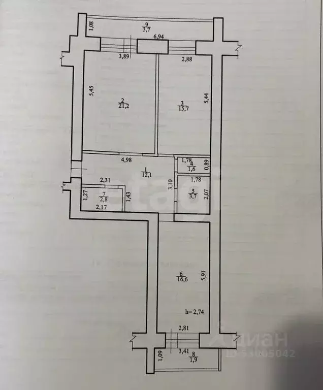 2-к кв. Забайкальский край, Чита ул. Забайкальского Рабочего, 45 (73.7 ... - Фото 2