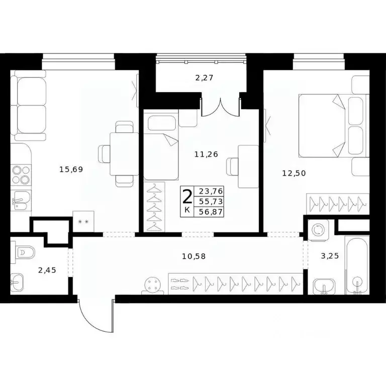 2-к кв. Нижегородская область, Нижний Новгород Ленгородок мкр, Мед ... - Фото 1