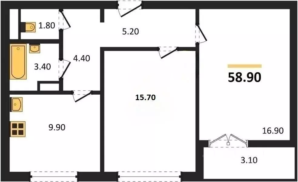 2-к кв. Воронежская область, Воронеж ул. Загоровского, 9/3 (58.0 м) - Фото 0