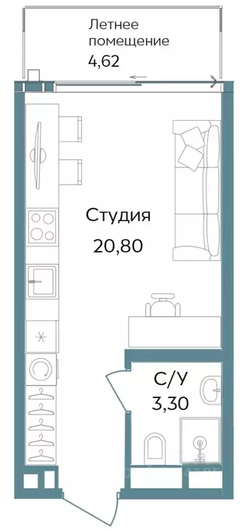 Студия Крым, Саки ул. Морская (28.72 м) - Фото 0