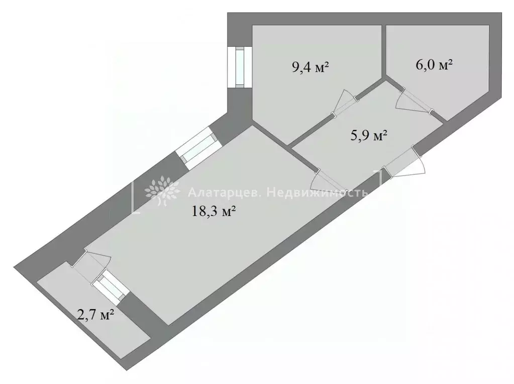1-к кв. Томская область, Томск Нижний пер., 47 (39.6 м) - Фото 1
