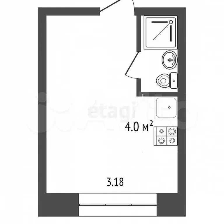 Квартира-студия, 13,4 м, 3/5 эт. - Фото 0
