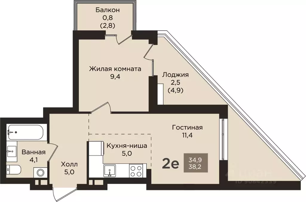 2-к кв. Пермский край, Пермь ул. Капитана Гастелло, 21 (38.2 м) - Фото 1