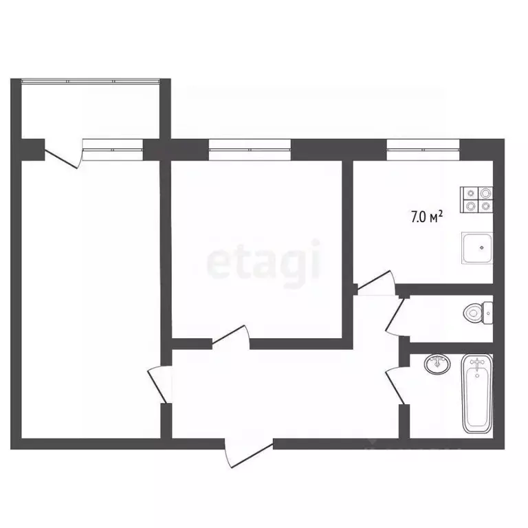 2-к кв. Тюменская область, Тюмень ул. Баумана, 112 (45.1 м) - Фото 2