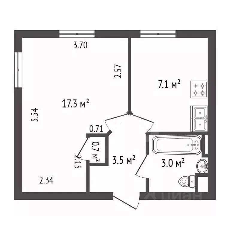 1-к кв. Санкт-Петербург Новочеркасский просп., 28/19 (31.6 м) - Фото 2