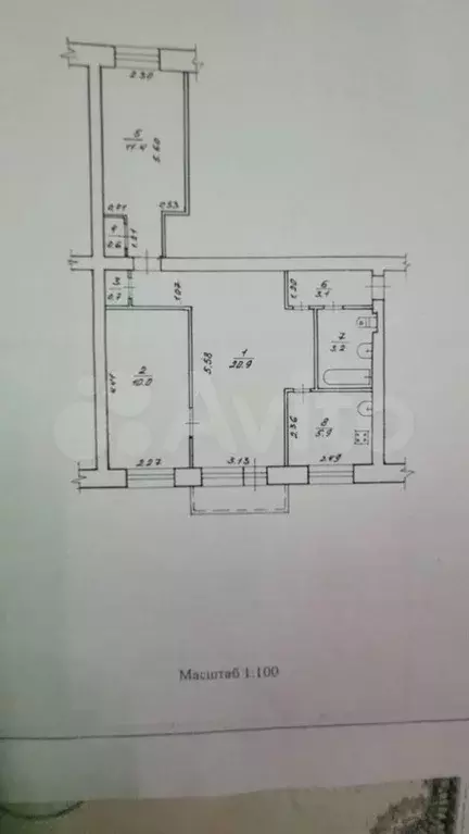 3-к. квартира, 55,8 м, 4/4 эт. - Фото 0