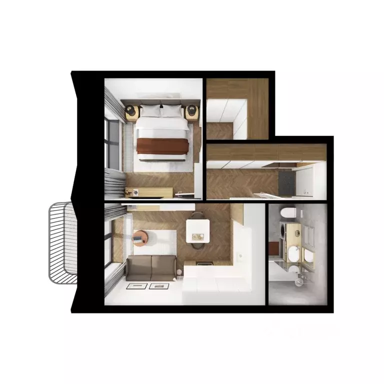 1-к кв. Татарстан, Казань Ботаническая 3 жилой комплекс, 2 (35.7 м) - Фото 2