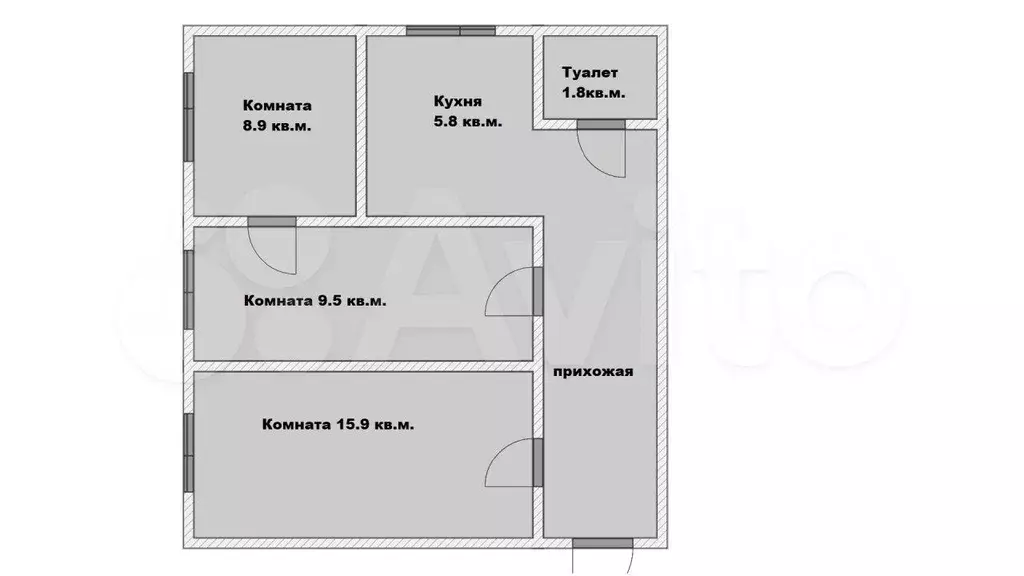 3-к. квартира, 48 м, 2/2 эт. - Фото 0