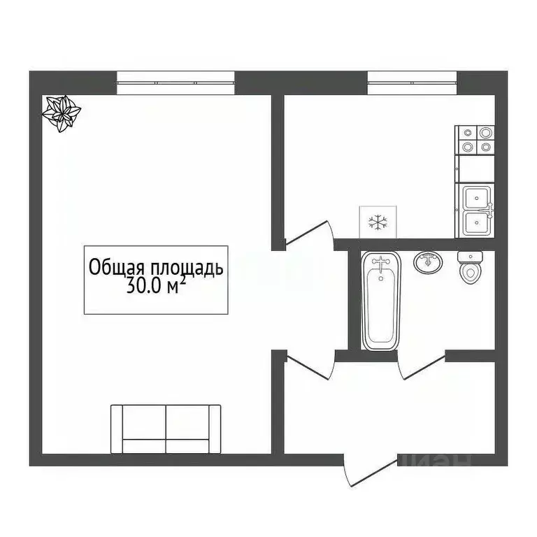 1-к кв. Новосибирская область, Новосибирск ул. Лейтенанта Амосова, 69 ... - Фото 1