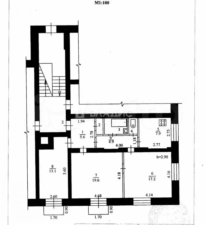 3-к. квартира, 73,4 м, 2/4 эт. - Фото 0