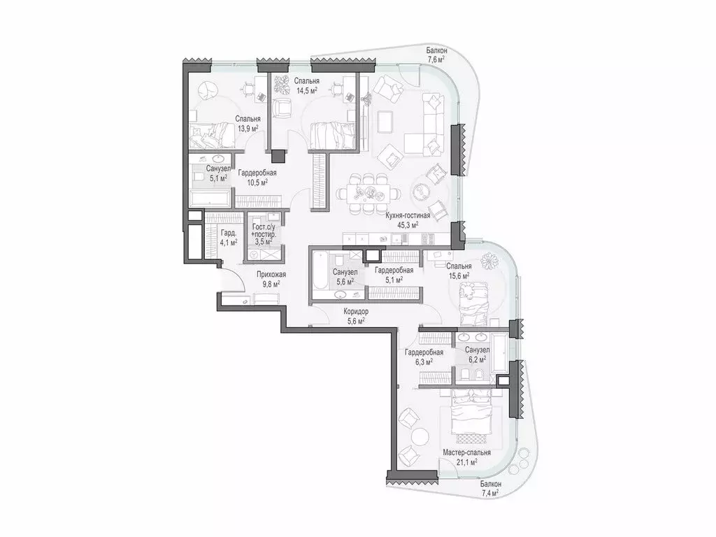 4-комнатная квартира: Москва, Большой Толмачёвский переулок, 5с1 ... - Фото 0