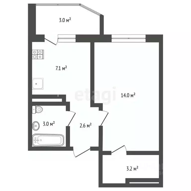 1-к кв. Тюменская область, Тюмень ул. Алексея Леонова, 34 (29.6 м) - Фото 1