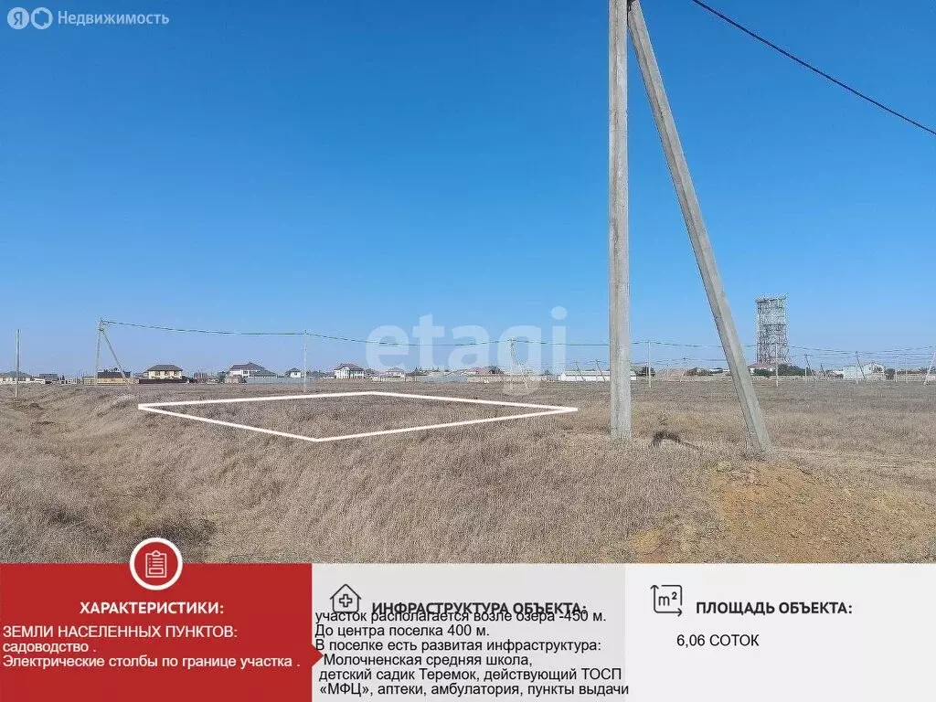 Участок в Сакский район, село Молочное (6.06 м) - Фото 2