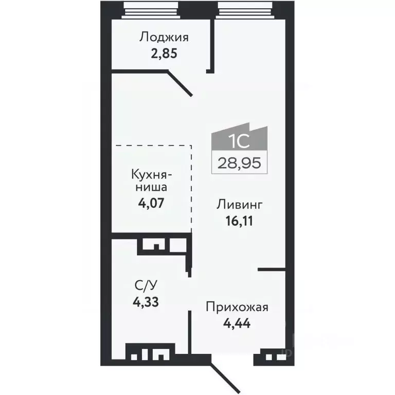 Студия Томская область, Томск Черемошники мкр, ул. Бердская, 14/3 ... - Фото 2