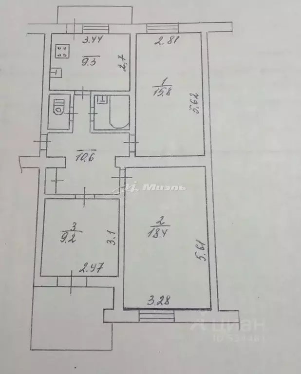 3-к кв. Крым, Симферополь городской округ, Грэсовский пгт ул. ... - Фото 2