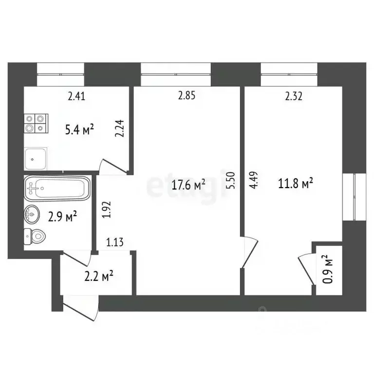 2-к кв. Хабаровский край, Хабаровск Ургальская ул., 12 (40.8 м) - Фото 2