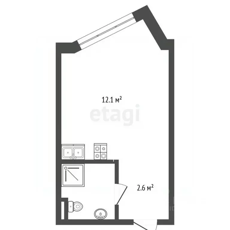 Студия Архангельская область, Архангельск Первых Пятилеток мкр, ул. ... - Фото 1