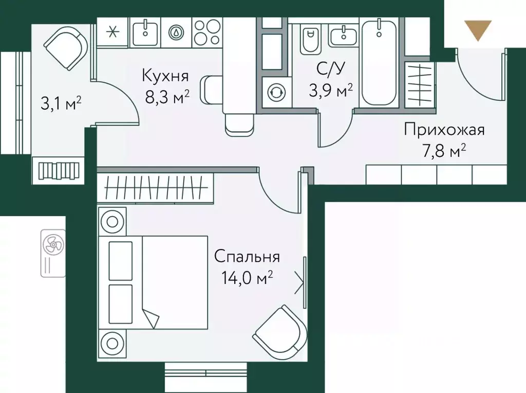 1-к кв. Волгоградская область, Волгоград Новосибирская ул., 74с1 (37.1 ... - Фото 1