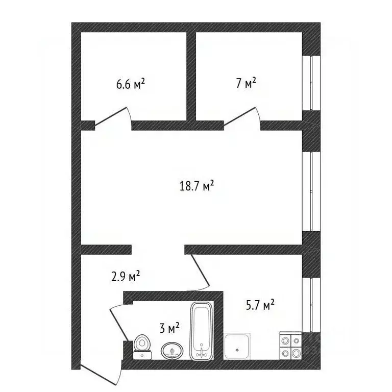 3-к кв. Нижегородская область, Нижний Новгород ул. Академика Баха, ... - Фото 1