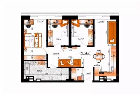 4-к кв. Приморский край, Владивосток ул. Гамарника (72.34 м) - Фото 1