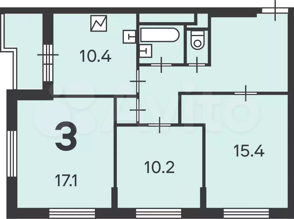 Аукцион: 3-к. квартира, 70,4 м, 19/25 эт. - Фото 0