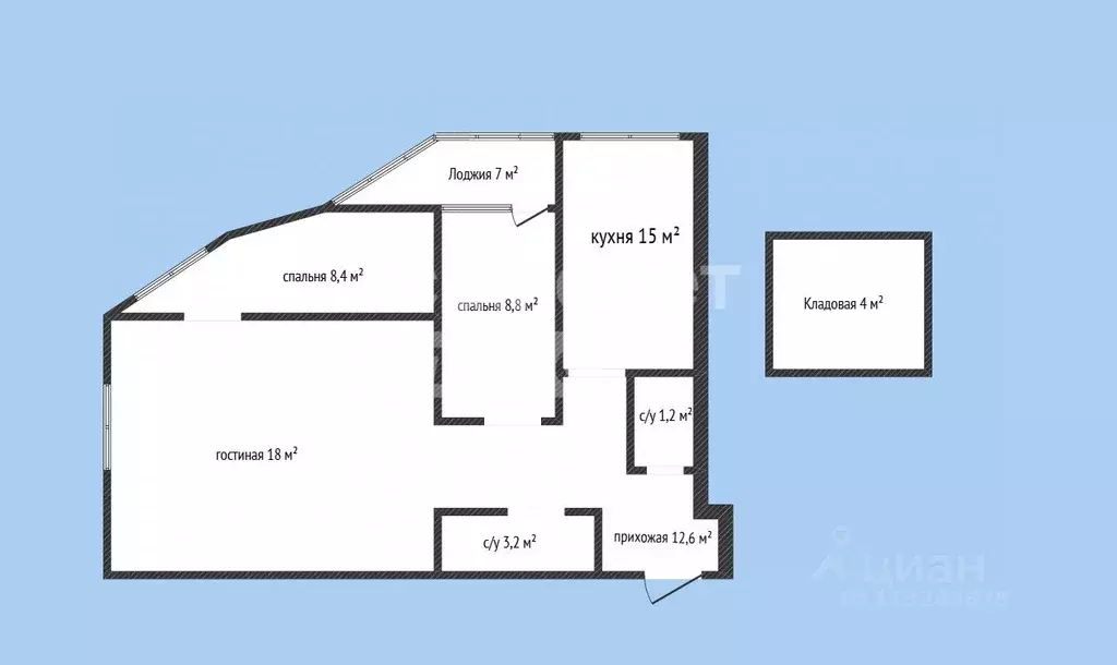 3-к кв. Дагестан, Махачкала ш. Карабудахкентское, 57 (84.0 м) - Фото 2