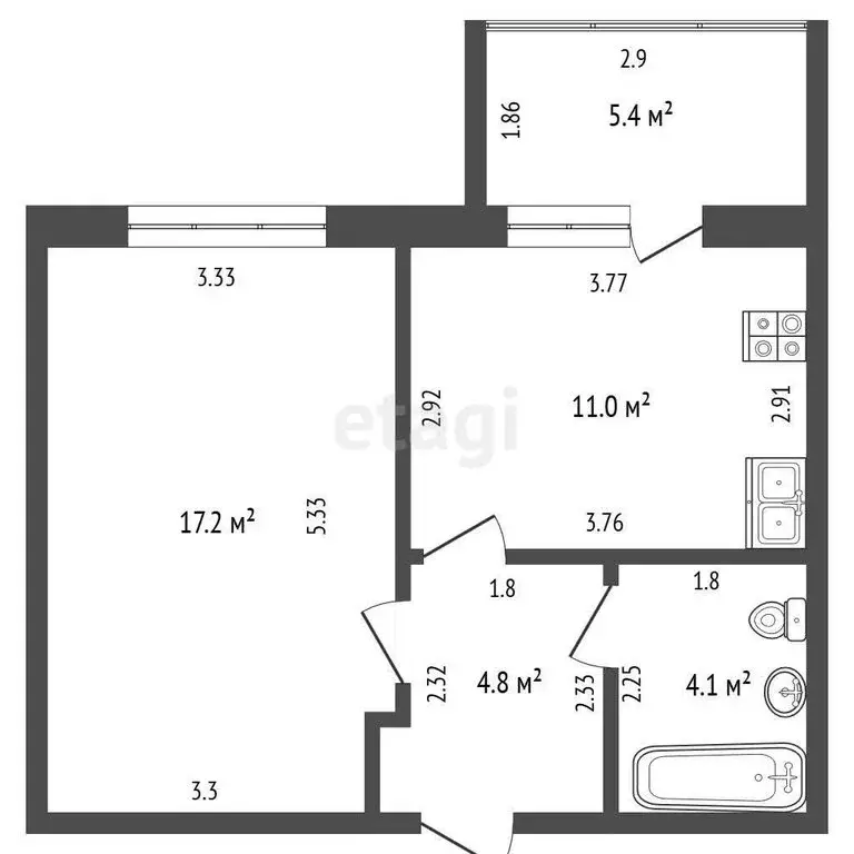 1-комнатная квартира: Стерлитамак, улица Артёма, 76 (37.1 м) - Фото 1