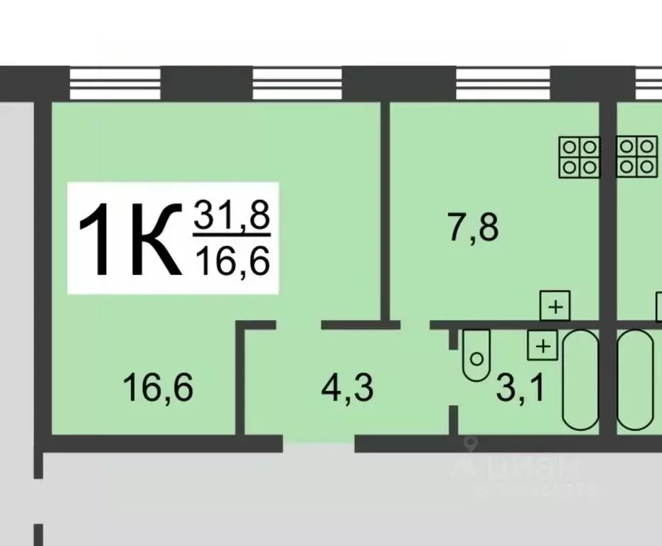 1-к кв. Нижегородская область, Нижний Новгород просп. Ильича, 8 (32.0 ... - Фото 0