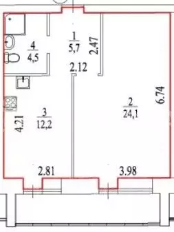1-к кв. Архангельская область, Архангельск Московский просп., 50к1 ... - Фото 2