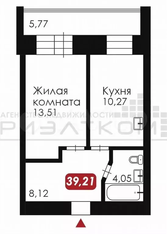1-к. квартира, 39,2 м, 9/14 эт. - Фото 0