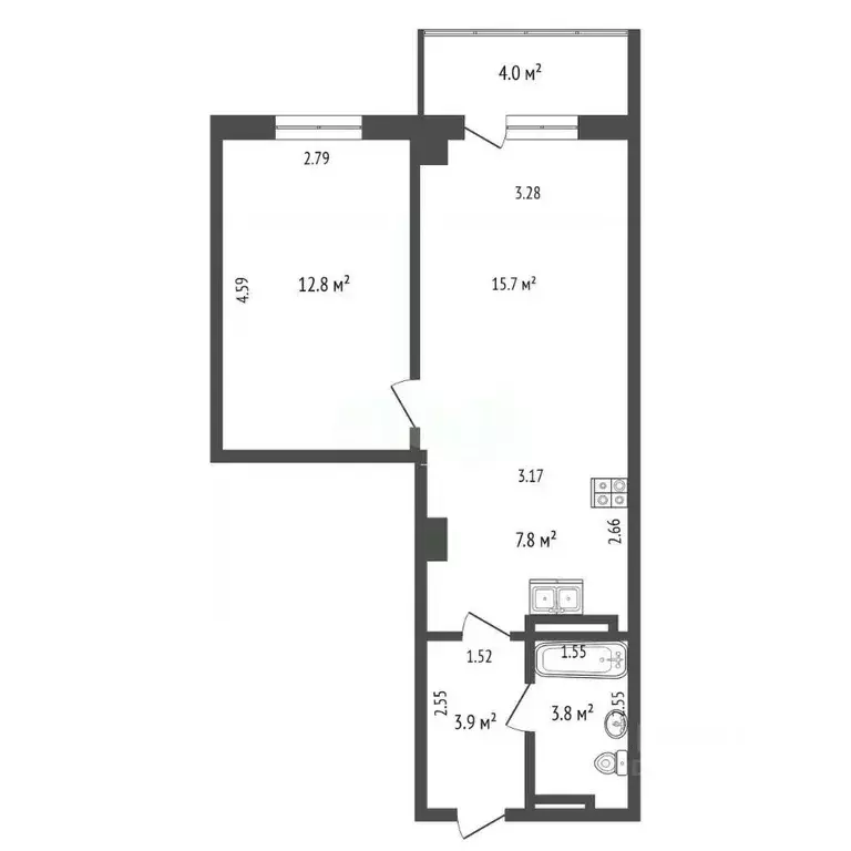 2-к кв. Саха (Якутия), Якутск Ильменская ул., 61/1Б (44.0 м) - Фото 2