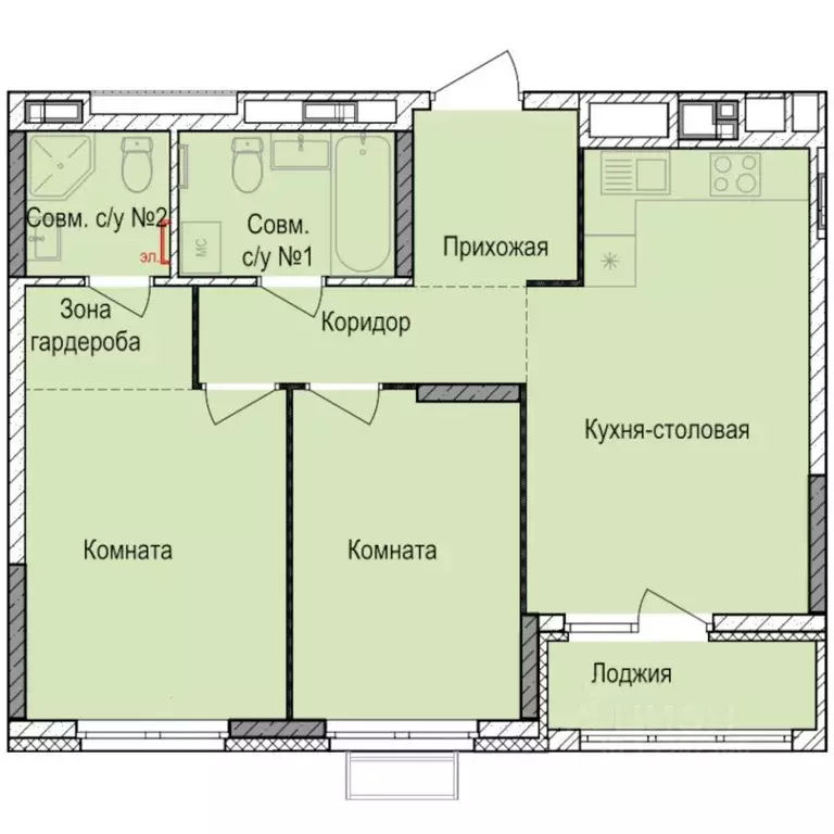 2-к кв. Удмуртия, Ижевск Автопроизводство жилрайон, Норвежский Лес ... - Фото 1