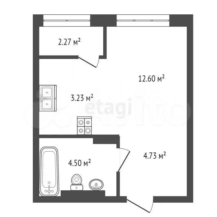 Квартира-студия, 27,3 м, 8/19 эт. - Фото 0