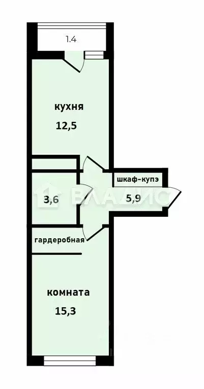 1-к кв. Московская область, Ленинский городской округ, Молоково пгт ... - Фото 2