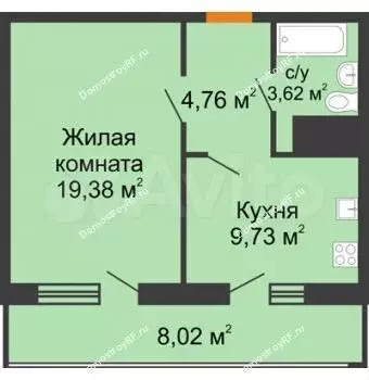 1-к. квартира, 37,3 м, 13/17 эт. - Фото 0
