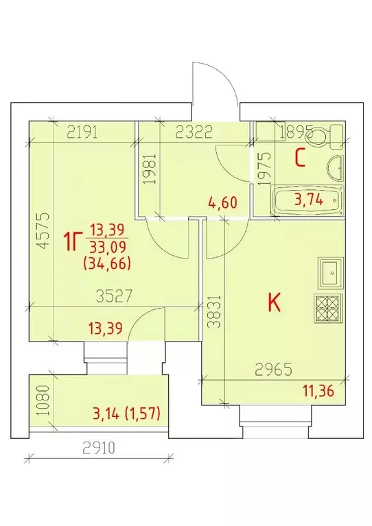 1-к кв. Вологодская область, Череповец 108-й мкр,  (34.66 м) - Фото 0